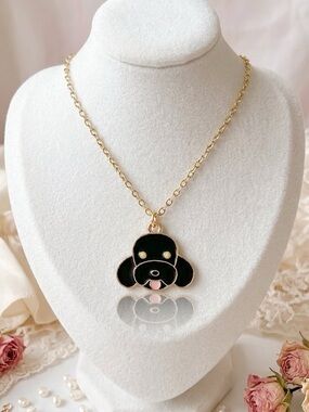 Coquette Black Poodle Necklace Dainty Dog Mom Pet Parent Whimsical Cute Puppy